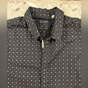 Guess Shirt Men Black Button Up Long Sleeve